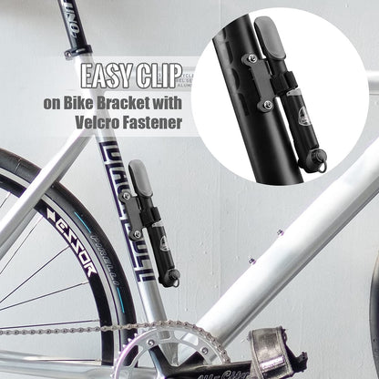 Hand pump - Bicycle pump with pressure gauge - Mini portable bicycle pump - Mini bicycle pump for all bicycles - Balloon pump with needle - Glue-free repair kit - Suitable for Presta and Schrader valves - Black - Image 4