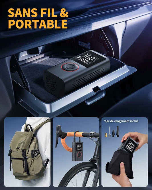 Bicycle Pump - Electric Bicycle Pump - Bicycle Pumps - Cordless Car Tire Pump - 150 PSI Portable Air Compressor - with Auto Shut-Off and LED Light - Electric Bicycle Pump for Car, Motorcycle, Bicycle, Ball Sports - Image 5