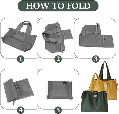tote bag, shopping bag, foldable shopping bag, set of 2 shopping bags, washable drawstring shopping bag, foldable shopping bag, large tote bag, reusable nylon, foldable shopping bag, camping bag - Image 4