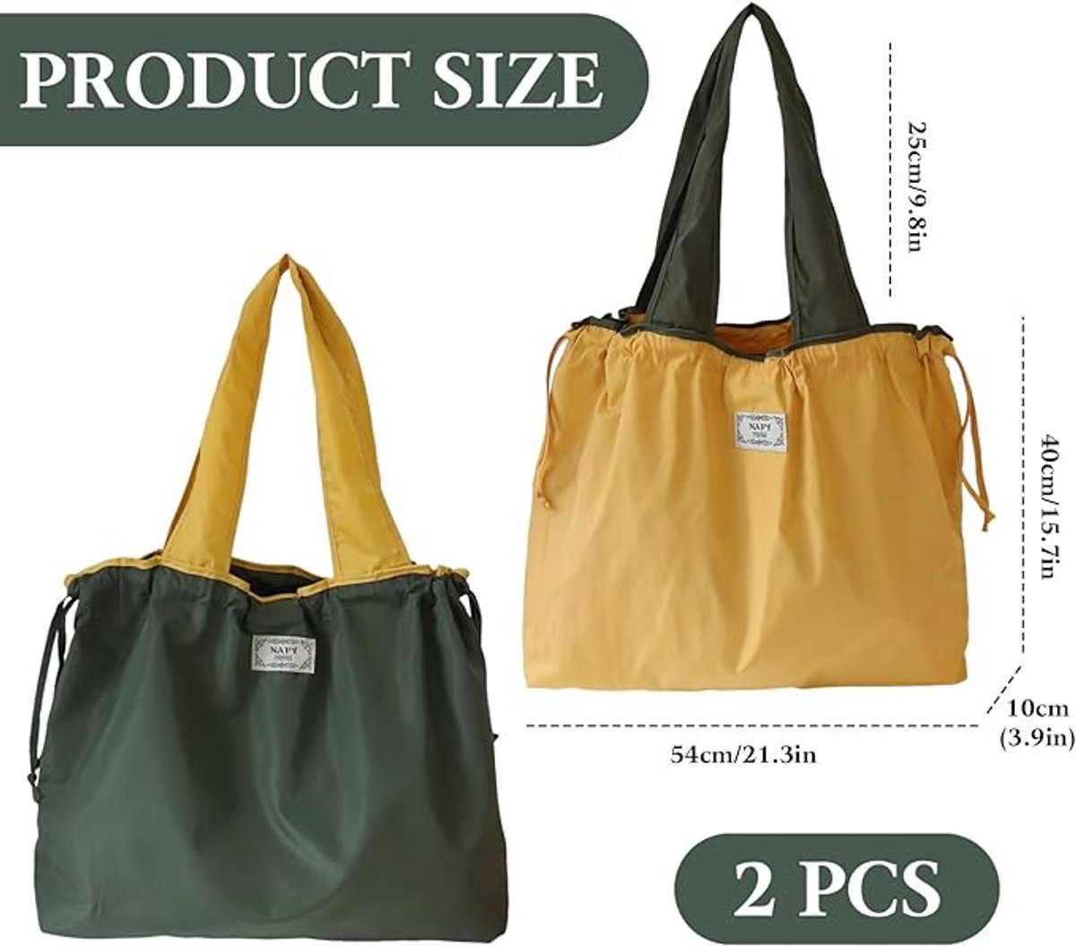 tote bag, shopping bag, foldable shopping bag, set of 2 shopping bags, washable drawstring shopping bag, foldable shopping bag, large tote bag, reusable nylon, foldable shopping bag, camping bag - Image 5