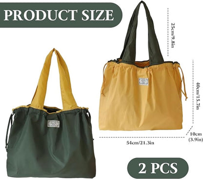 tote bag, shopping bag, foldable shopping bag, set of 2 shopping bags, washable drawstring shopping bag, foldable shopping bag, large tote bag, reusable nylon, foldable shopping bag, camping bag - Image 5