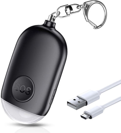 Rechargeable personal alarm – Self-defense products – Self-defense alarm – Keychain – Personal alarm – Alarm keychain – Rechargeable LED flashlight