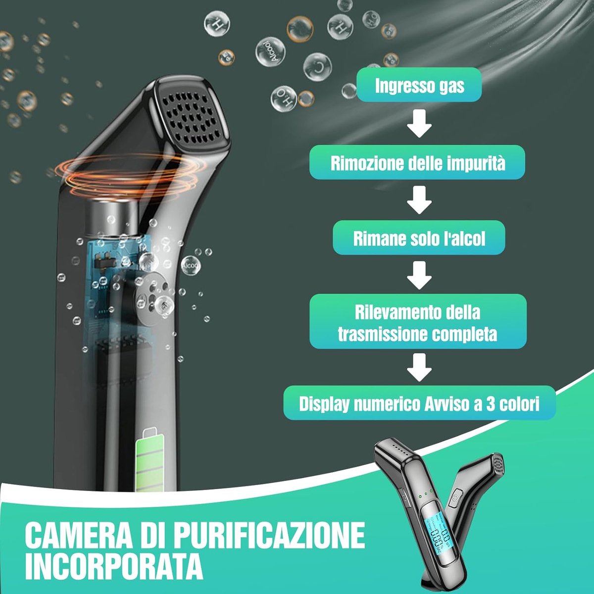 Breathalyzer - Digital Breathalyzer - Portable Breathalyzer - Breathalyzer - With HD LED and high-sensitivity chip - USB rechargeable - Highly accurate breathalyzer for drunk driving - Road safety - Image 5