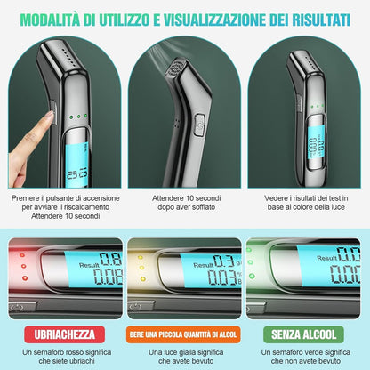 Breathalyzer - Digital Breathalyzer - Portable Breathalyzer - Breathalyzer - With HD LED and high-sensitivity chip - USB rechargeable - Highly accurate breathalyzer for drunk driving - Road safety - Image 6
