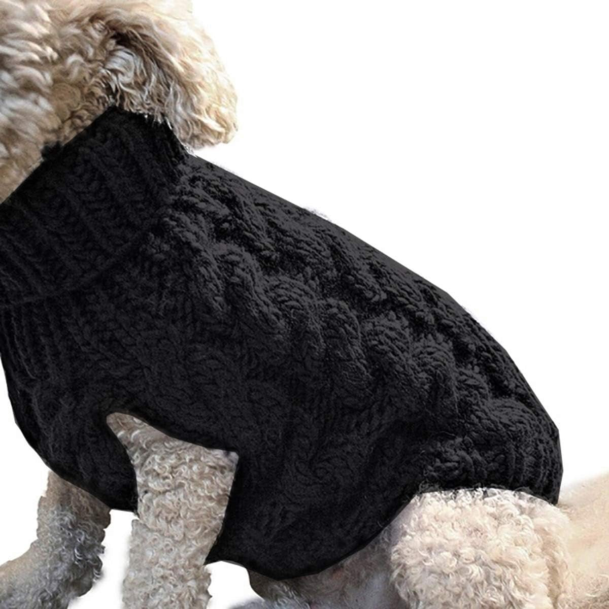 Dog Coat - Dog Sweater Vest - Warm Dog Coat - Winter Dog Sweater - Soft Knitted Wool Dog Clothes - Crochet Coat - Perfect for Small Dogs - Medium-Sized Dogs - Size M - Black - Image 3
