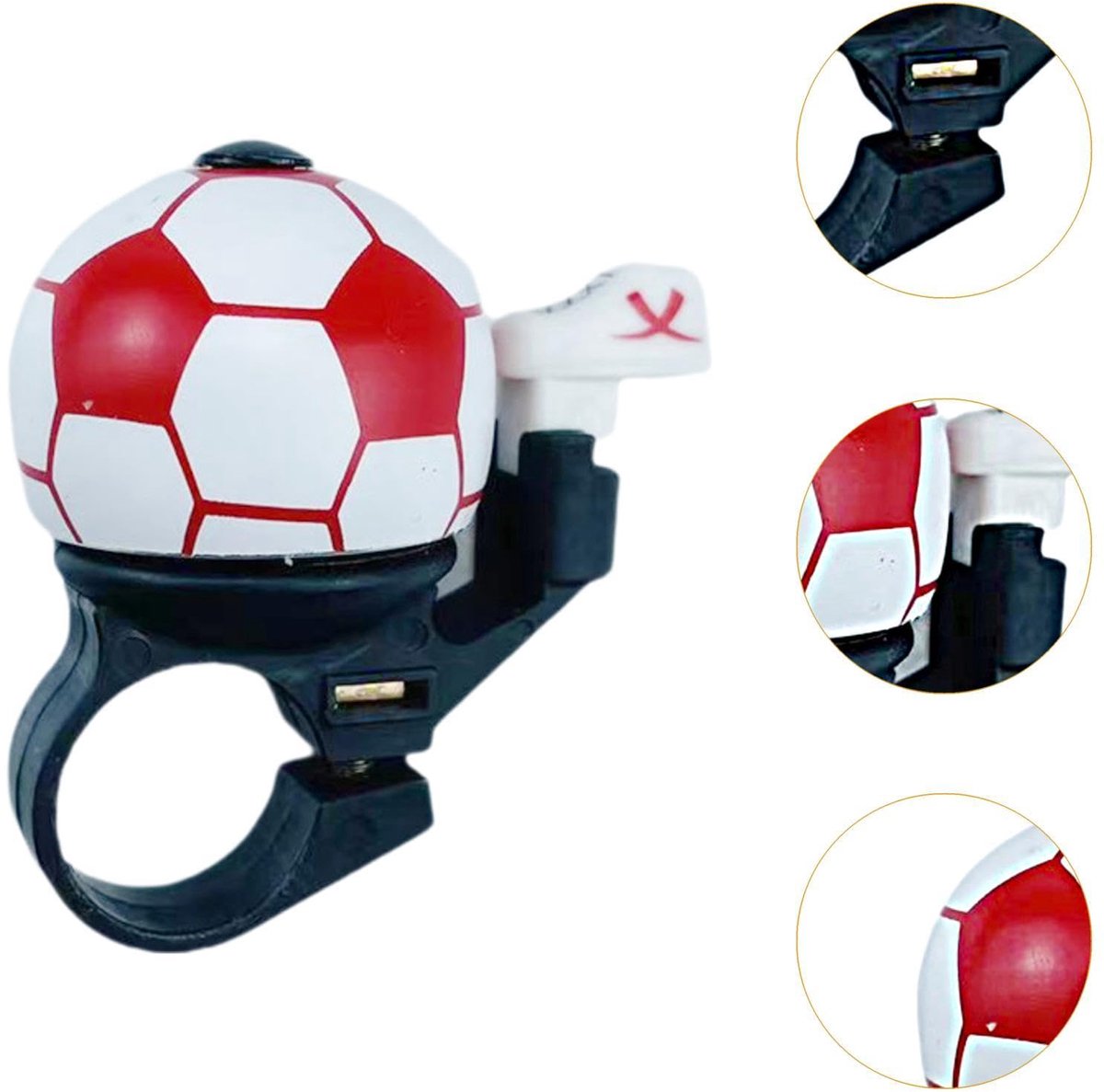 Bicycle bell - Red football bicycle bell - Football bicycle bell - Bicycle horn - Children's bicycle bell - Bicycle horn - Red - Image 2