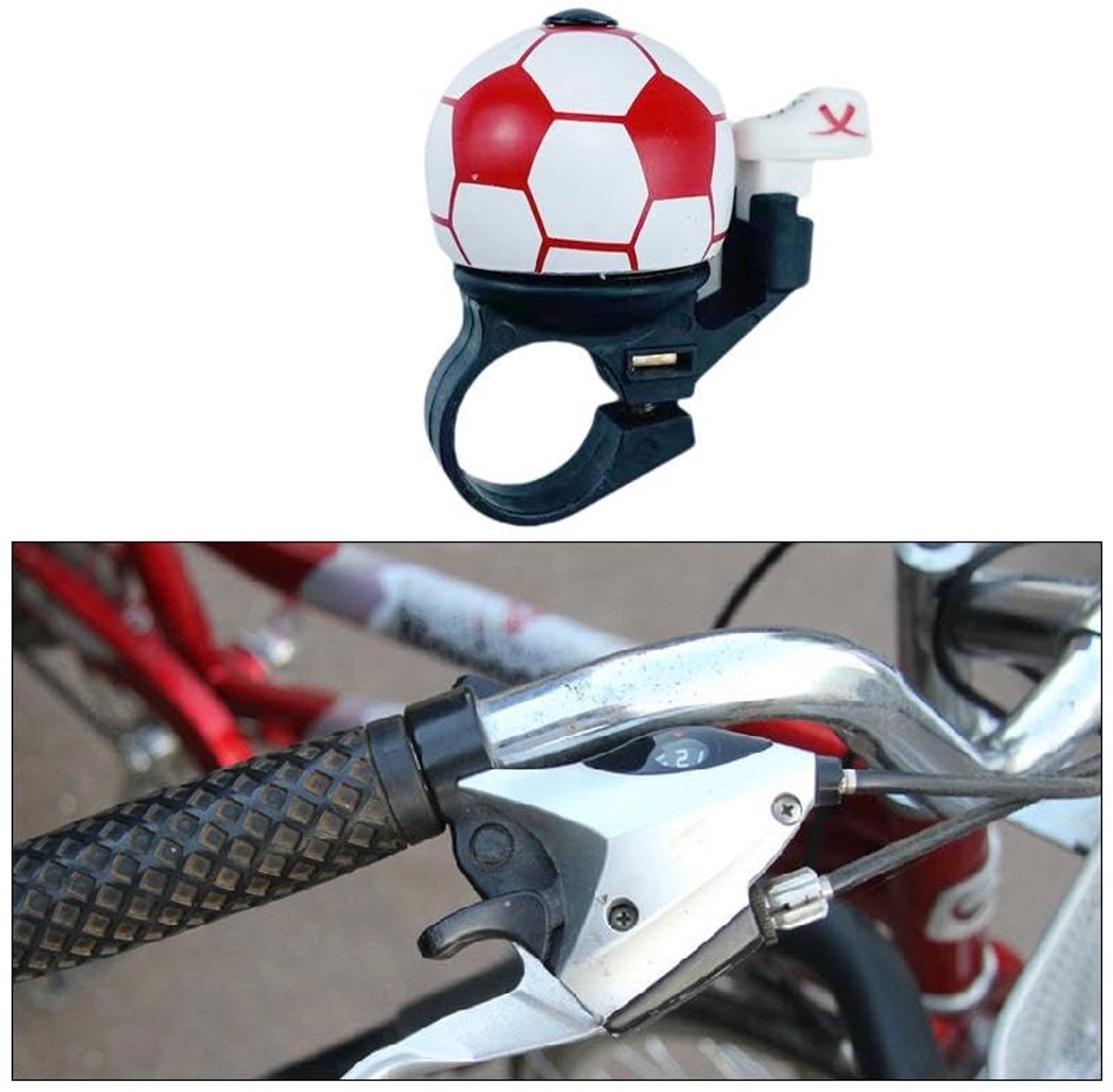 Bicycle bell - Red football bicycle bell - Football bicycle bell - Bicycle horn - Children's bicycle bell - Bicycle horn - Red - Image 4