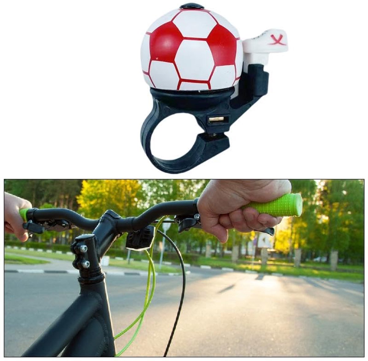 Bicycle bell - Red football bicycle bell - Football bicycle bell - Bicycle horn - Children's bicycle bell - Bicycle horn - Red - Image 5