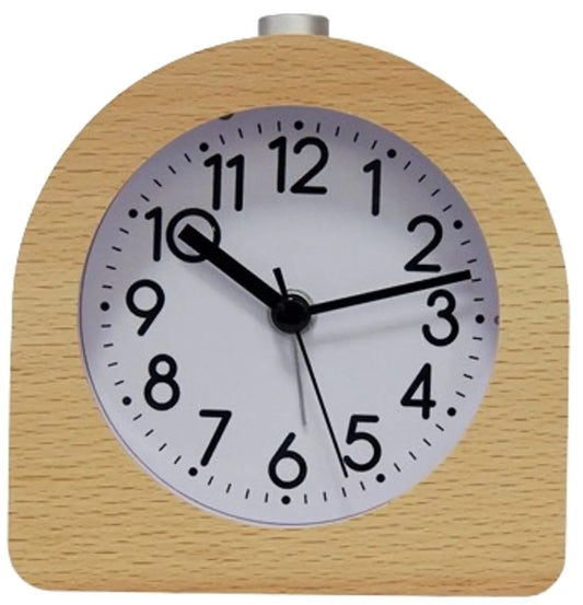 Wekker analog wooden clock with snooze function - Wekker Vintage with luminous Klok - Silent vintage wooden desk clock with no ticking sound - Light brown natural wood