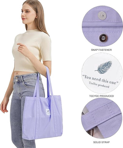 Handbags, shopping bags, women's fabric bags, tote bags, plain shoulder bags, lightweight and large capacity student beach bags - Image 2