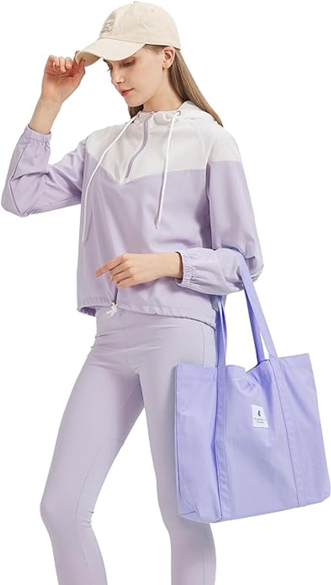 Handbags, shopping bags, women's fabric bags, tote bags, plain shoulder bags, lightweight and large capacity student beach bags - Image 4