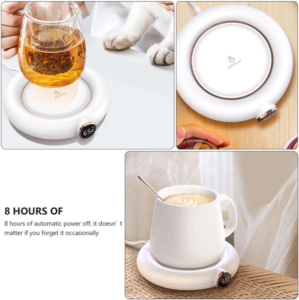 Cup or mug warmer - Heating plate - Coffee cup warmer - Tea cup warmer - Thermal heating plate - Heated coaster - USB coffee warmer for home, office or study use - Wit - Image 2