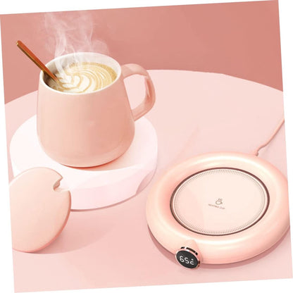 Mug or cup warmer - Heating plate - Coffee cup warmer - Tea cup warmer - Thermal heating plate - Heated coaster - USB coffee warmer for home, office, or desk use - Pink - Image 3