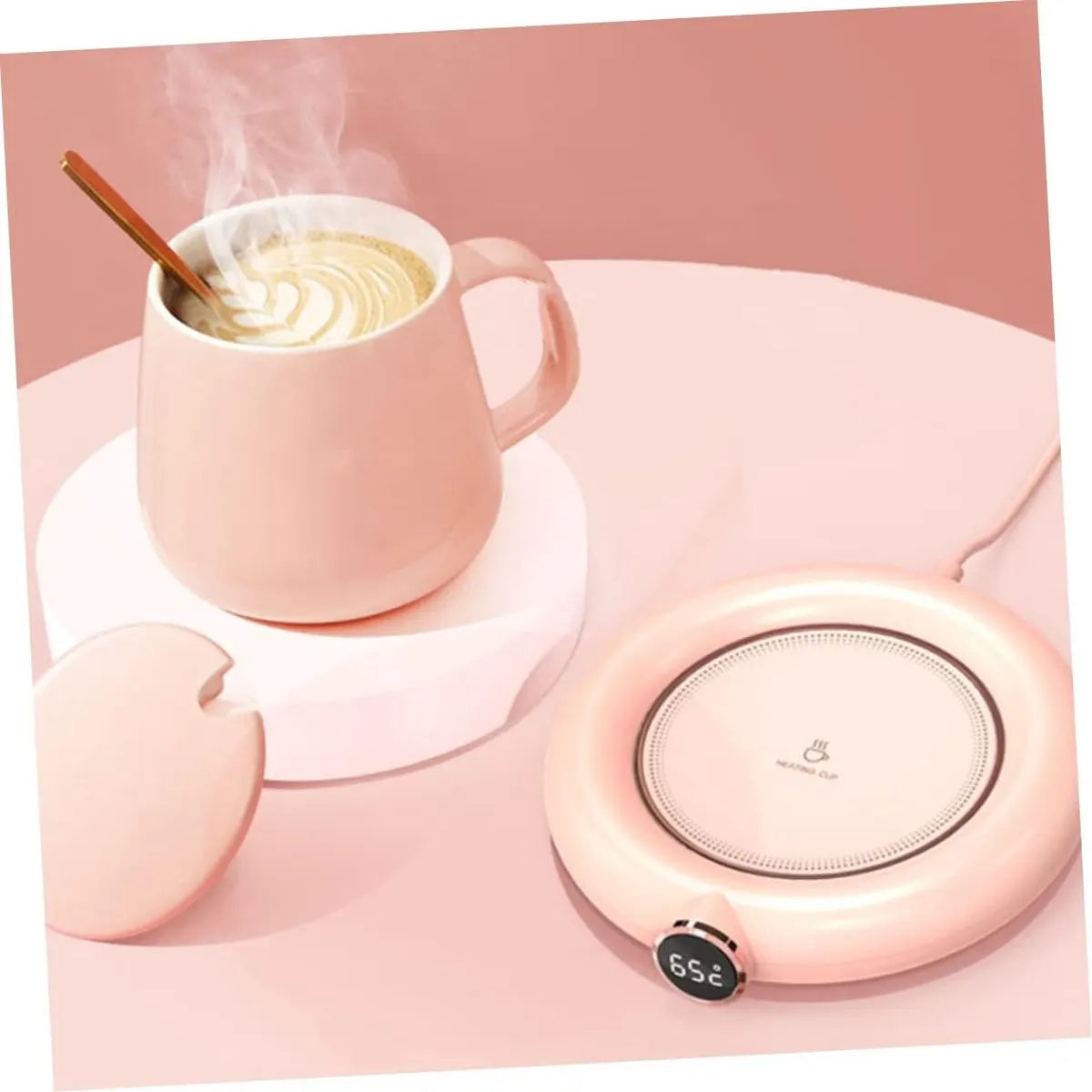 Mug or cup warmer - Heating plate - Coffee cup warmer - Tea cup warmer - Thermal heating plate - Heated coaster - USB coffee warmer for home, office, or desk use - Pink - Image 3