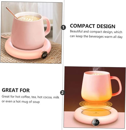Mug or cup warmer - Heating plate - Coffee cup warmer - Tea cup warmer - Thermal heating plate - Heated coaster - USB coffee warmer for home, office, or desk use - Pink - Image 6