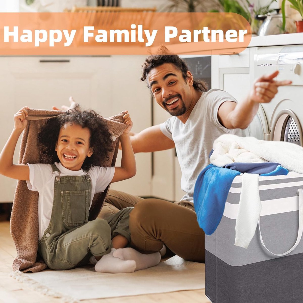 Foldable laundry basket - Large capacity laundry bag - Laundry basket with handles - Laundry hamper for dirty laundry - Suitable for bedroom, bathroom, dormitory - Image 3