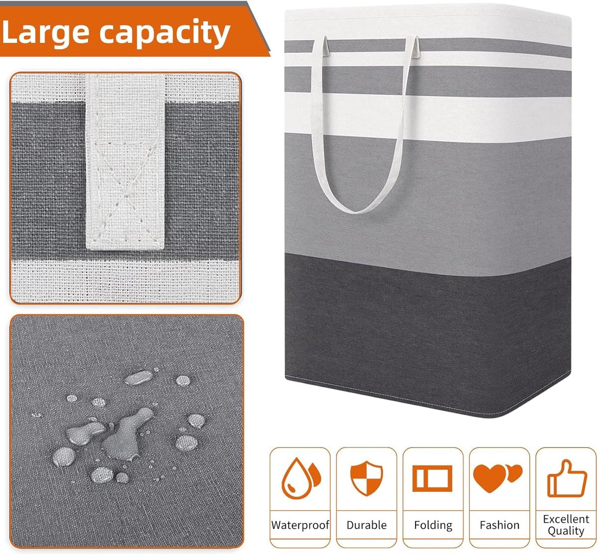 Foldable laundry basket - Large capacity laundry bag - Laundry basket with handles - Laundry hamper for dirty laundry - Suitable for bedroom, bathroom, dormitory - Image 7