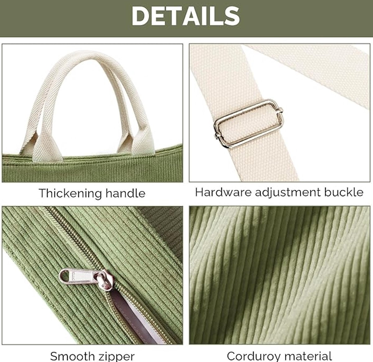Tote bags, shopping bags, large corduroy bags, rope bags, fabric bags with adjustable shoulder strap for work, travel, shopping, school and university. - Image 4