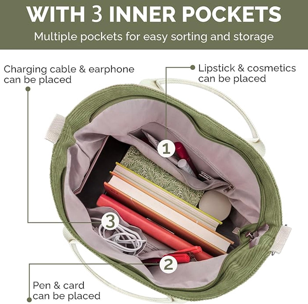 Tote bags, shopping bags, large corduroy bags, rope bags, fabric bags with adjustable shoulder strap for work, travel, shopping, school and university. - Image 5