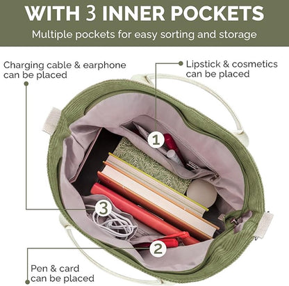 Tote bags, shopping bags, large corduroy bags, rope bags, fabric bags with adjustable shoulder strap for work, travel, shopping, school and university. - Image 5