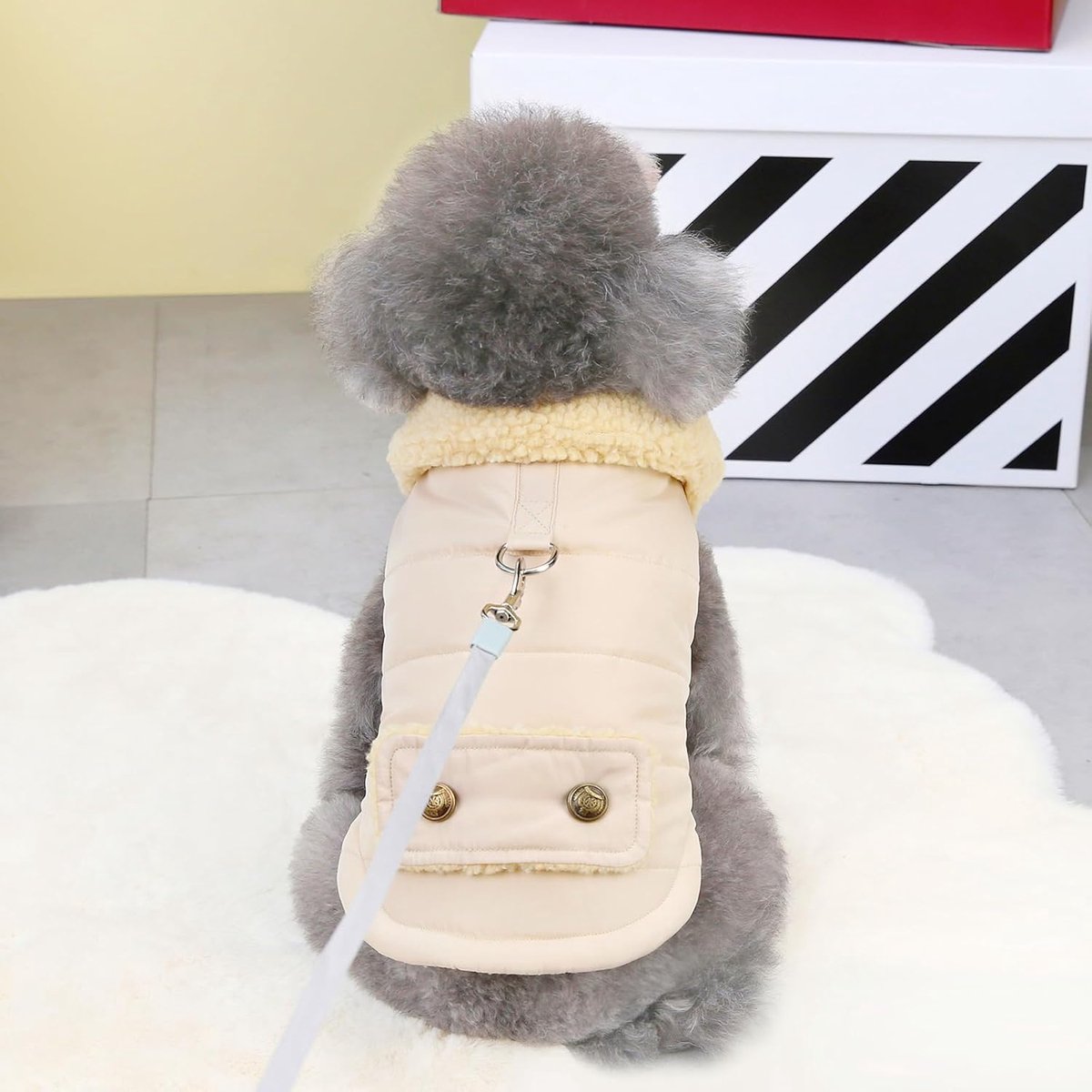 Dog Coat - Extreme Cold Weather Coat - Winter Dog Coat - Warm Dog Coat - Windproof Dog Coat - Velvet Dog Coat - Thick Winter Clothing - Fur Collar - Perfect for Dogs - Size XXL - Khaki - Image 4