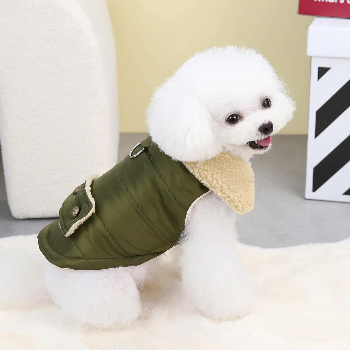Dog Coat - Extreme Cold Weather Coat - Winter Dog Coat - Warm Dog Coat - Windproof Dog Coat - Velvet Dog Coat - Thick Winter Clothing - Fur Collar - Perfect for Dogs - Size XXL - Green - Image 3