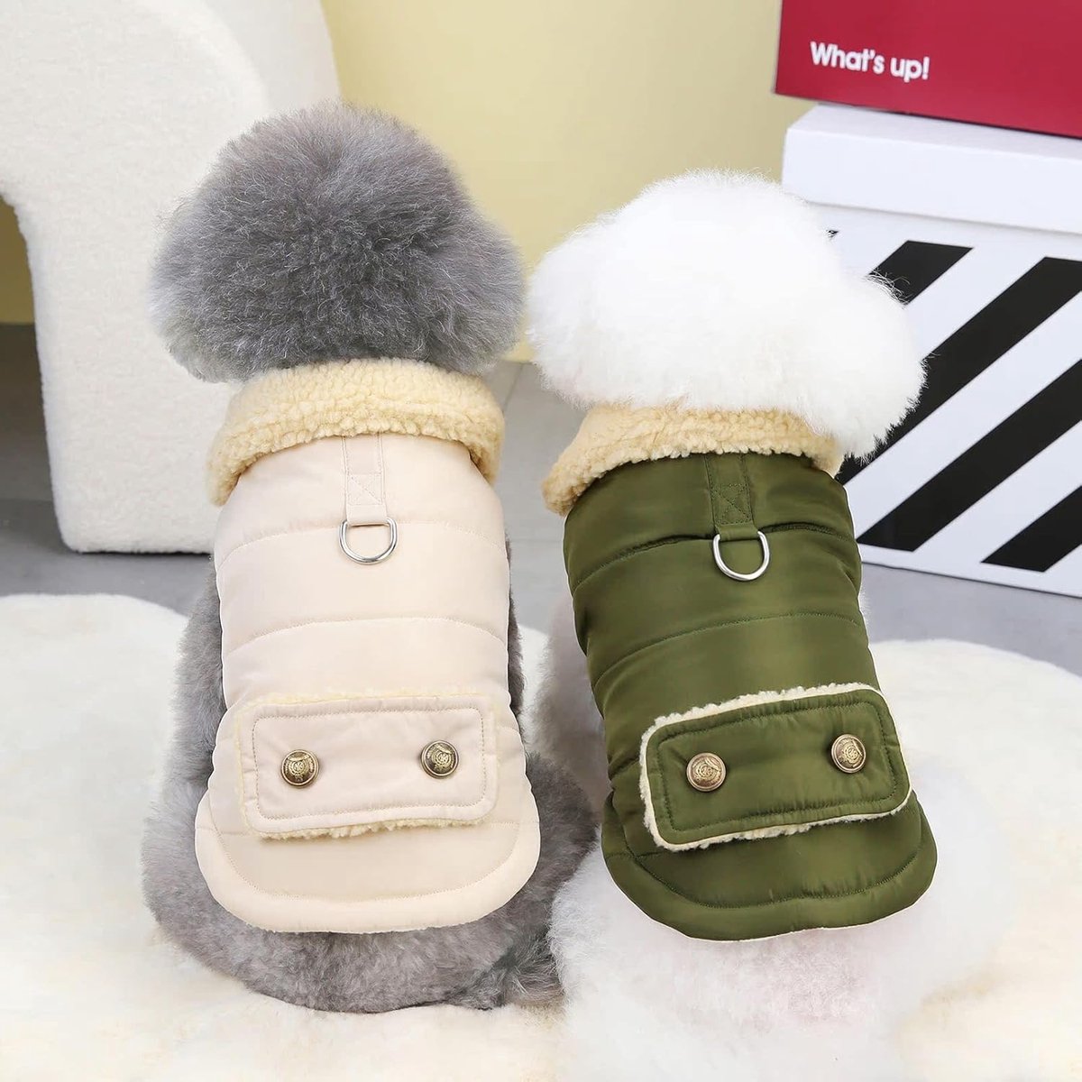 Dog Coat - Extreme Cold Weather Coat - Winter Dog Coat - Warm Dog Coat - Windproof Dog Coat - Velvet Dog Coat - Thick Winter Clothing - Fur Collar - Perfect for Dogs - Size XXL - Green - Image 4