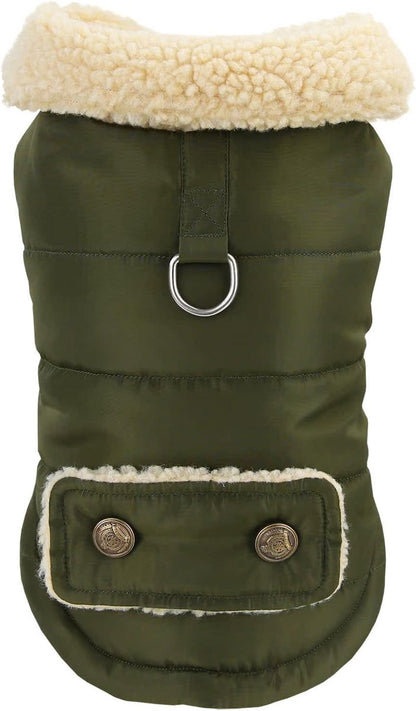 Dog Coat - Extreme Cold Weather Coat - Winter Dog Coat - Warm Dog Coat - Windproof Dog Coat - Velvet Dog Coat - Thick Winter Clothing - Fur Collar - Perfect for Dogs - Size XXL - Green - Image 8