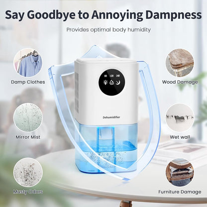 Dehumidifier - Ultra-Quiet Smart Dehumidifier - Home Dehumidifier - Ultra-Quiet Portable Dehumidifier - For Drying Laundry - Dehumidifies Bedrooms, Bathrooms, Wardrobes, and Caravans - White - Image 4