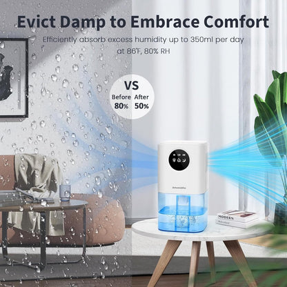 Dehumidifier - Ultra-Quiet Smart Dehumidifier - Home Dehumidifier - Ultra-Quiet Portable Dehumidifier - For Drying Laundry - Dehumidifies Bedrooms, Bathrooms, Wardrobes, and Caravans - White - Image 5