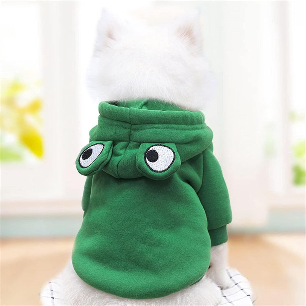 Dog Coat - Warm Winter Dog Clothes - Cute Frog Dog Coat - Hooded Sweatshirt - Warm Dog Coat - Fleece Dog Clothes - Perfect for French Bulldogs - Chihuahuas - Green - Size L - Image 3