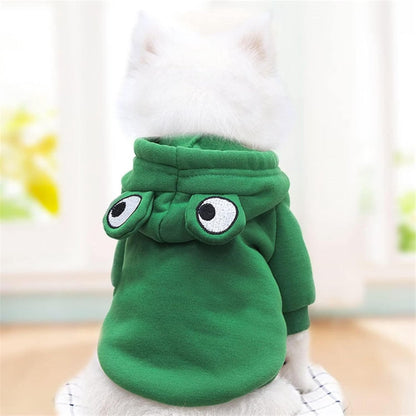 Dog Coat - Warm Winter Dog Clothes - Cute Frog Dog Coat - Hooded Sweatshirt - Warm Dog Coat - Fleece Dog Clothes - Perfect for French Bulldogs - Chihuahuas - Green - Size L - Image 3