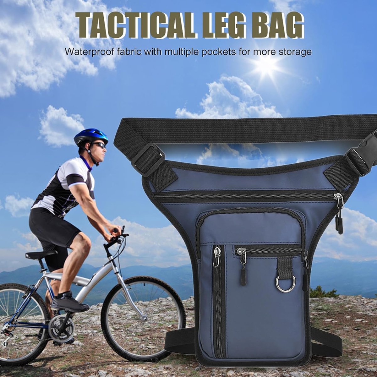 Waterproof Outdoor Waist and Leg Bag with Adjustable Straps for Men and Women - Blauw - Image 4