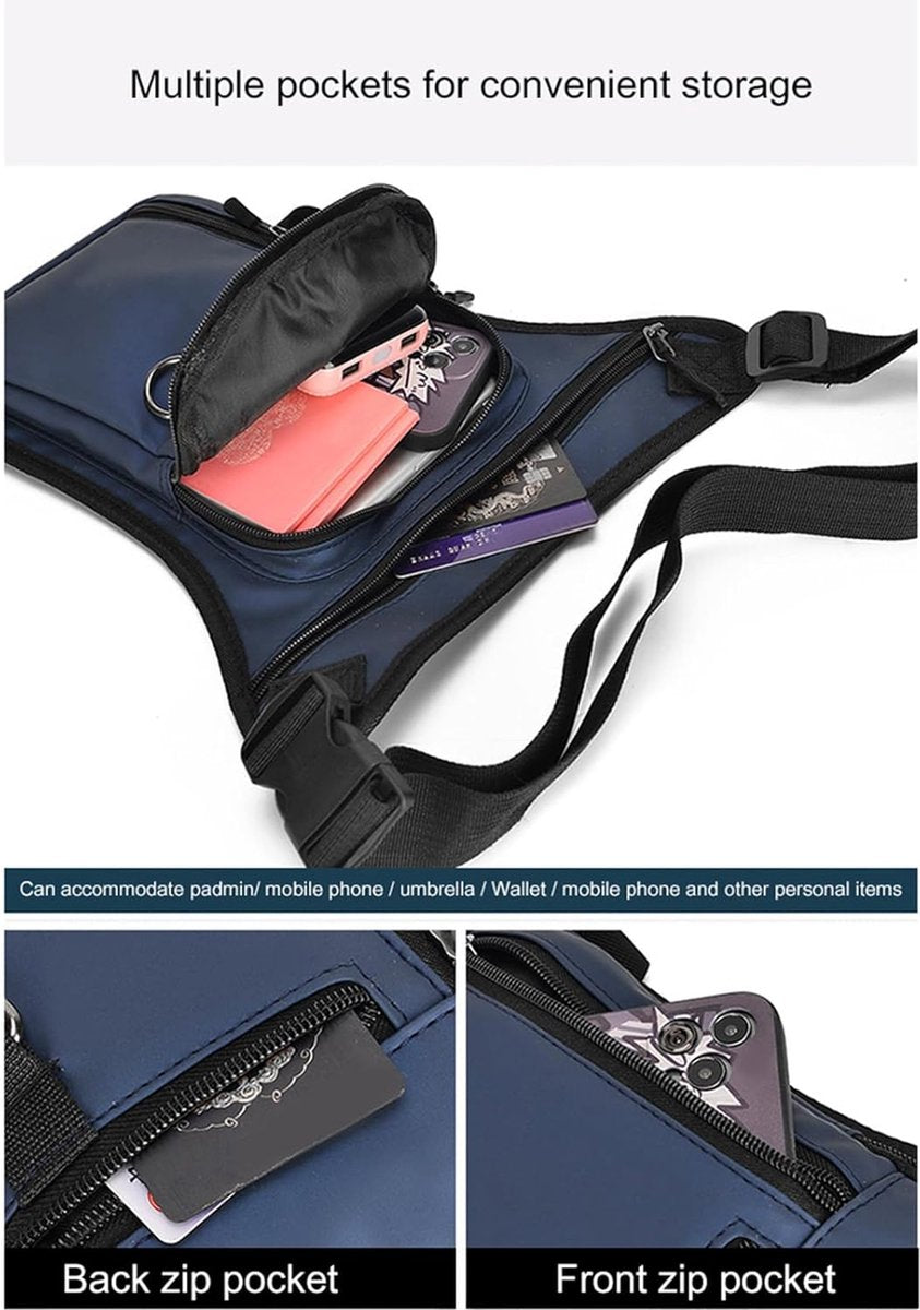 Waterproof Outdoor Waist and Leg Bag with Adjustable Straps for Men and Women - Blauw - Image 7