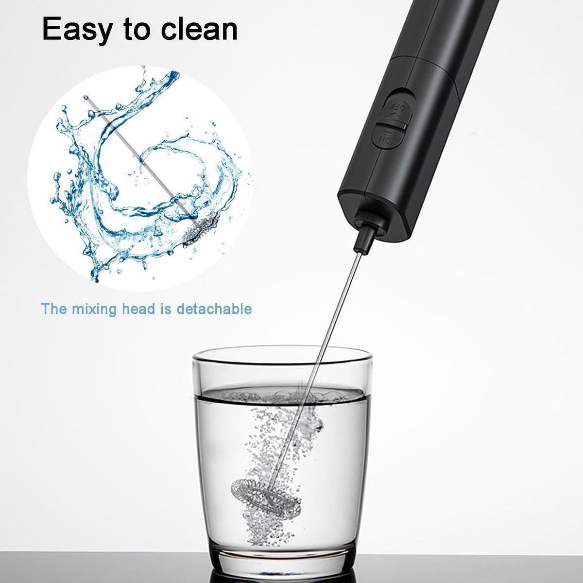 Milk Frother - Milk Frothers - Manual Milk Frother - Electric Milk Frother - Functional Electric Milk Frother - Portable Electric Milk Frother - With Whisk - For Coffee, Matcha, Latte and Cappuccino - Image 2