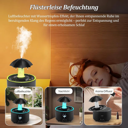 Aromatherapy Humidifier - Umbrella Humidifier - 300ml Rotating Humidifier for Bedroom with Remote Control and Timer - 7-Color LED - Humidifier for Living Room or Children's Room - Humidifiers (Black) - Image 3