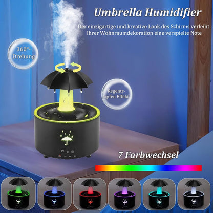 Aromatherapy Humidifier - Umbrella Humidifier - 300ml Rotating Humidifier for Bedroom with Remote Control and Timer - 7-Color LED - Humidifier for Living Room or Children's Room - Humidifiers (Black) - Image 4
