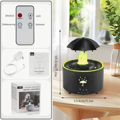 Aromatherapy Humidifier - Umbrella Humidifier - 300ml Rotating Humidifier for Bedroom with Remote Control and Timer - 7-Color LED - Humidifier for Living Room or Children's Room - Humidifiers (Black) - Image 5