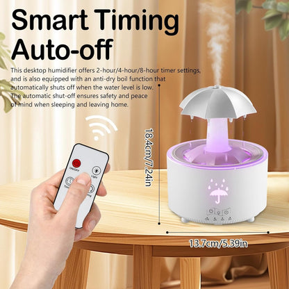Aromatherapy Humidifier - Umbrella Humidifier - 300ml Rotating Humidifier for Bedroom with Remote Control and Timer - 7-Color LED Humidifier for Living Room or Children's Room - Humidifiers (White) - Image 2