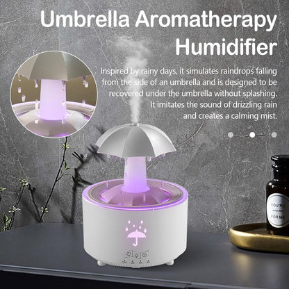 Aromatherapy Humidifier - Umbrella Humidifier - 300ml Rotating Humidifier for Bedroom with Remote Control and Timer - 7-Color LED Humidifier for Living Room or Children's Room - Humidifiers (White) - Image 7