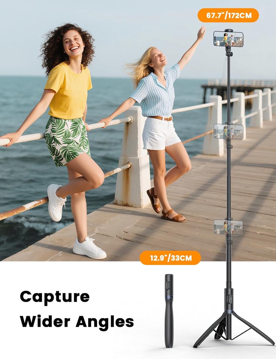 Mobile phone tripod with light, selfie stick tripod compatible with smartphone and GoPro cameras - Image 6