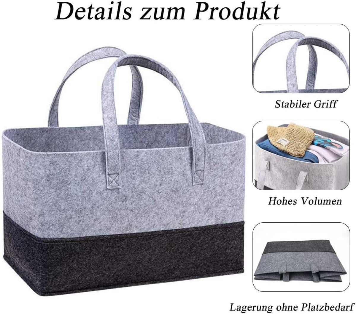 5 pcs Tote bag, shopping bag, foldable shopping basket, large shopping bag, felt tote bag, reusable shopping bag, felt shopping basket, suitable for shopping, travel, storage - Image 7