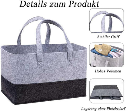 5 pcs Tote bag, shopping bag, foldable shopping basket, large shopping bag, felt tote bag, reusable shopping bag, felt shopping basket, suitable for shopping, travel, storage - Image 7