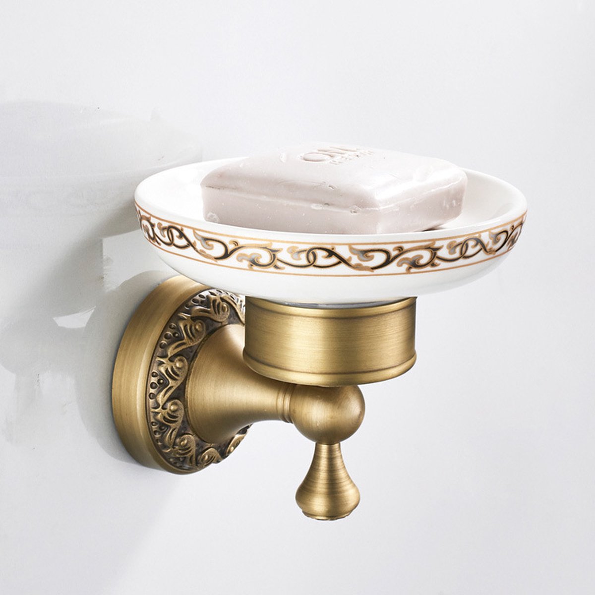 Soap dish - Soap holder - Antique soap dish - Brass ceramic - Wall mounted - Hanging soap dish for shower - Shower/bathroom holder - Image 5