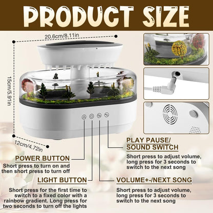 Humidifiers - Aromatherapy Humidifier - Bedroom Humidifier - With 7-Color Night Light and Music - Raindrop Landscape Humidifier - Aroma Diffuser for Essential Oils - Humidifier - Air Humidifier - Wit - Image 3