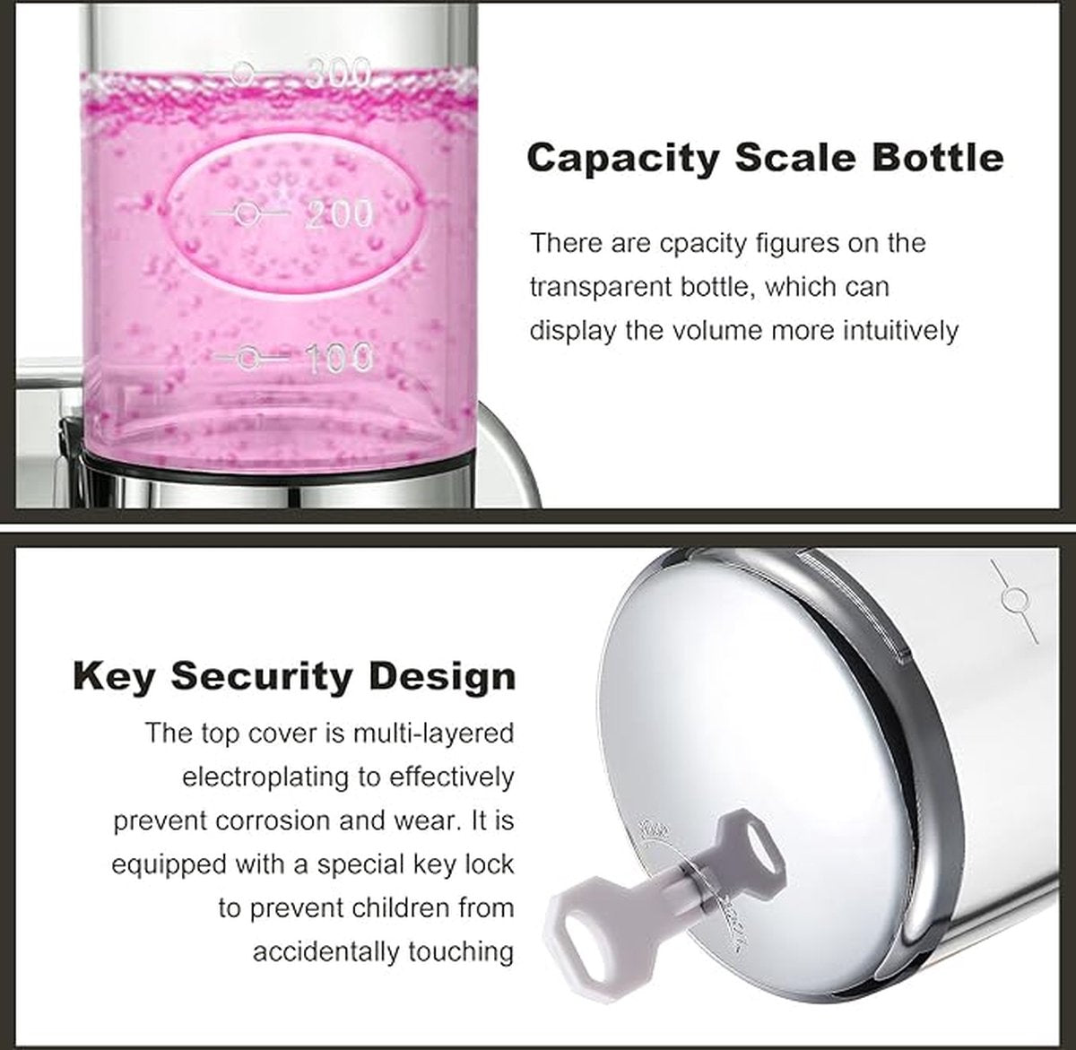 Soap dispenser - silver - 2 reservoirs - 2 x 500ml - wall-mounted - soap pump - soap holder - bathroom and sink - shampoo dispenser - Image 2