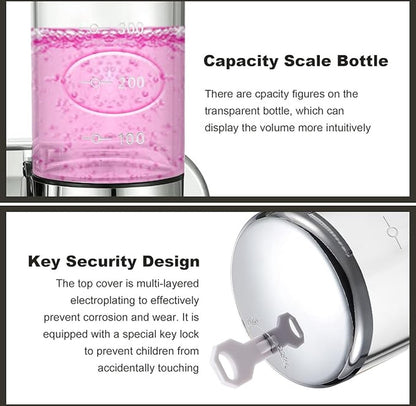 Soap dispenser - silver - 2 reservoirs - 2 x 500ml - wall-mounted - soap pump - soap holder - bathroom and sink - shampoo dispenser - Image 2