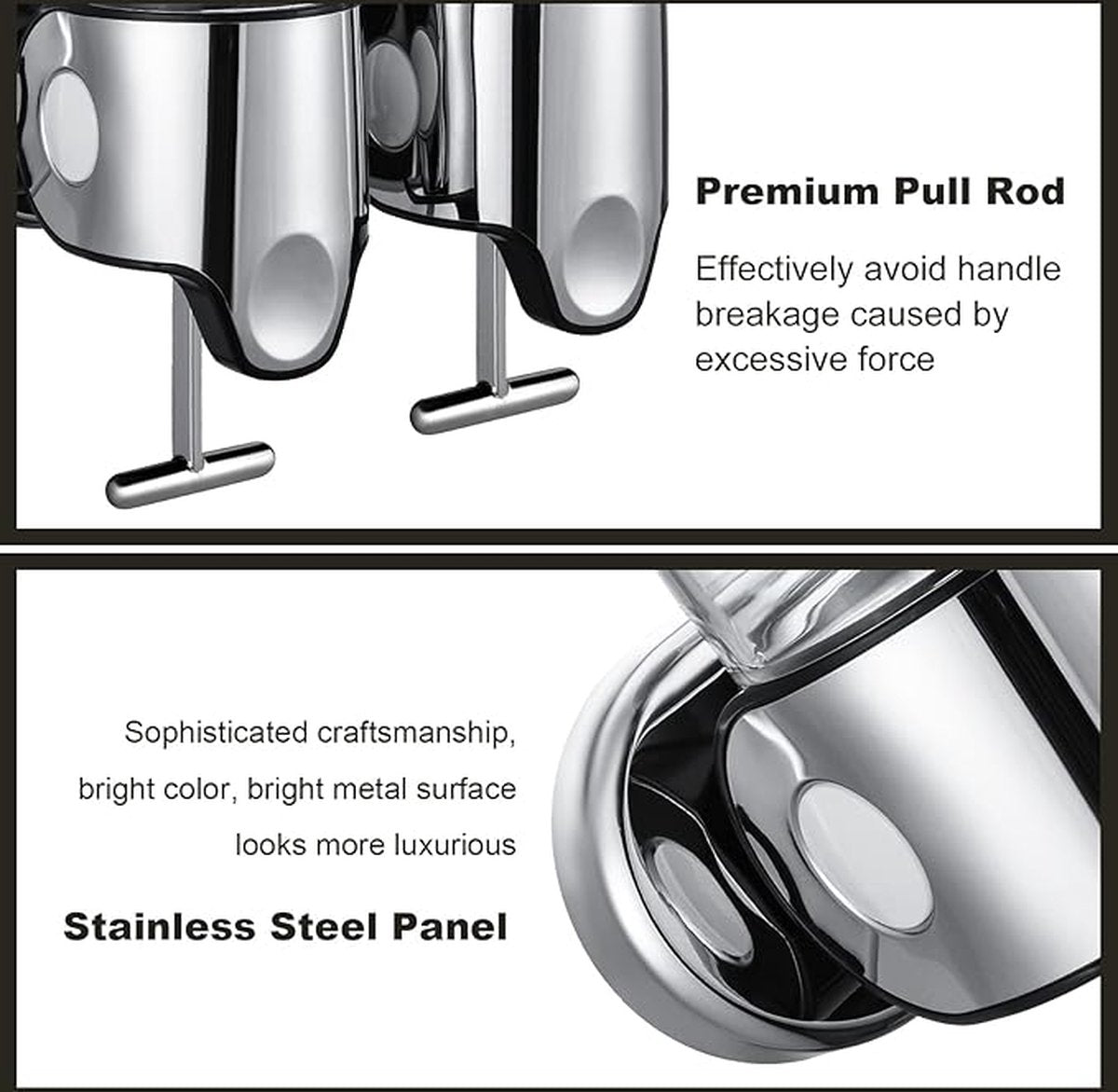 Soap dispenser - silver - 2 reservoirs - 2 x 500ml - wall-mounted - soap pump - soap holder - bathroom and sink - shampoo dispenser - Image 3