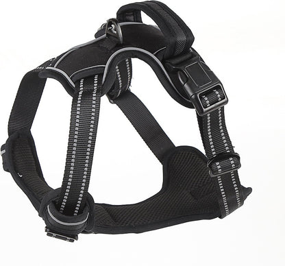 Nixnix - Dog Harness - Size L - Anti-Trek Harness - Dog Harness - Y-Shaped Dog Harness - Reflective - Black