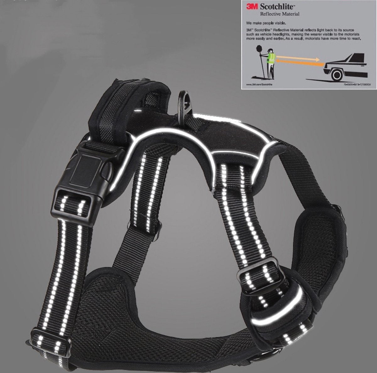 Nixnix - Dog Harness - Size L - Anti-Trek Harness - Dog Harness - Y-Shaped Dog Harness - Reflective - Black - Image 6